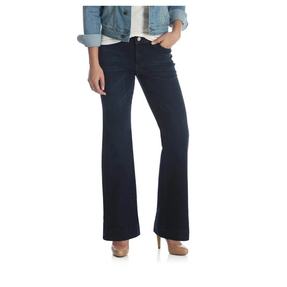 Wrangler Retro Mae Wide Leg Trouser Stretch Jeans Dark Blue Size 17/18 x 34 - Picture 6 of 14